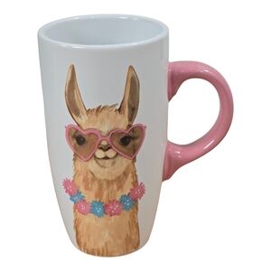 Sheffield Home Llama Mug with Pink Handle - Tall Cup